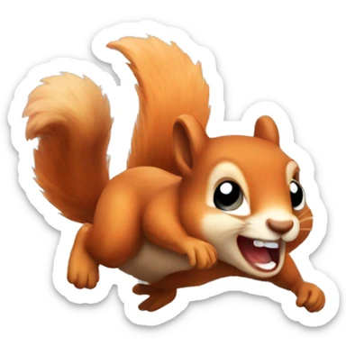 jumping squirrel orange burnt sticker