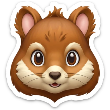 Squirrel face emoji with tail behind it sticker