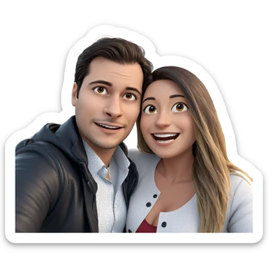 happy couple by the ocean sticker