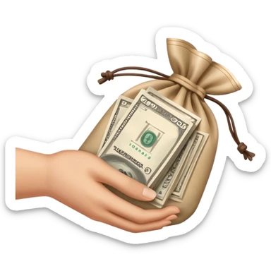 a hand holding a bag of moneya hand holding a bag of money sticker