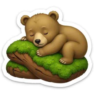 bear cub hugging moss pillow asleep sticker