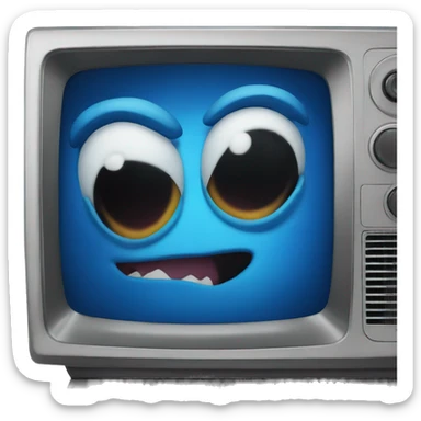 blue monster comes out of the TV set sticker