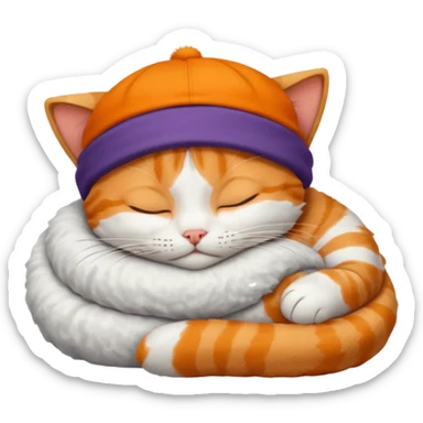 sleeping cat with a FedEx hut on its head sticker