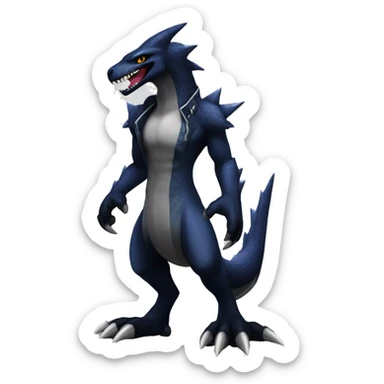 Black Cool Edgy Nargacuga-Garchomp-Sergal Fakémon with Edgy markings,  full body sticker