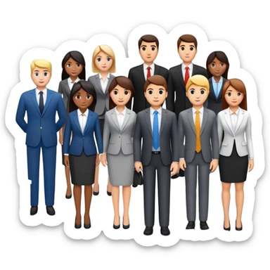 generate realistic detailed group of people inside office in 3d style sticker
