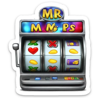 Slot machine labeled "Mr mrs slots" sticker