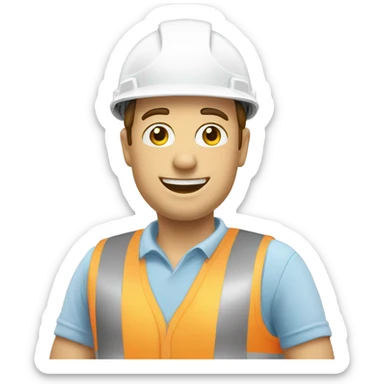 builder with white helmet and thumbs up gesture sticker