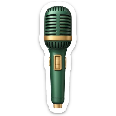 dark green radio microphone with beige inserts, only these two colors, slightly side view, emoji style sticker