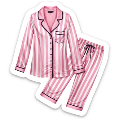 Striped pink and white silk Victoria’s Secret pajama set sticker