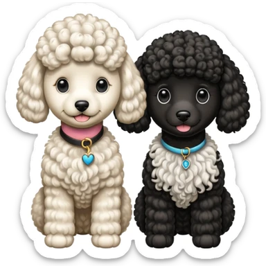 Dos caniches,uno blanco y el otro negro,QUE SEA RAZA CANICHE  sticker