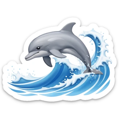 jumping dolphin above waves sticker