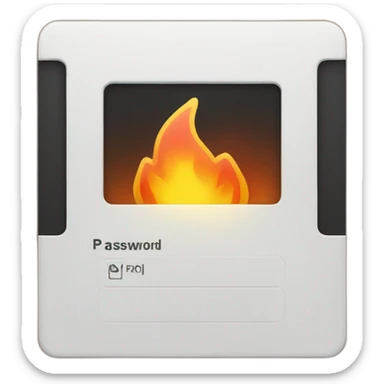 password input field that is on fire sticker