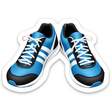 An icon featuring a pair of running shoes in the foreground on a red running track with white lane markings. The background showcases a grand stadium filled with cheering fans, bright floodlights, and a clear blue sky. Transparent background highlights the spirit of professional running. sticker