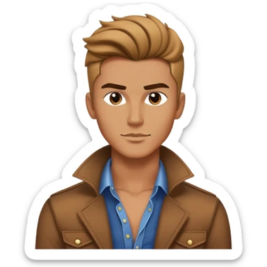 Handsome Western male fashion model with chiseled features, styled hair, designer clothes sticker