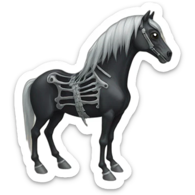black skeleton horse sticker