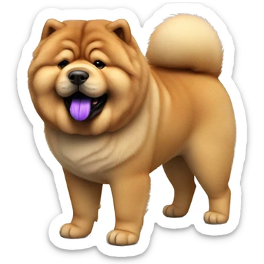 Chow chow with purple tongue, full-body, photorealistic 4k sticker