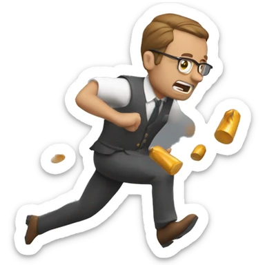 Man dodging bullets sticker