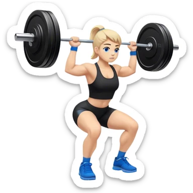 black clothes blue shoes barbell squats sticker