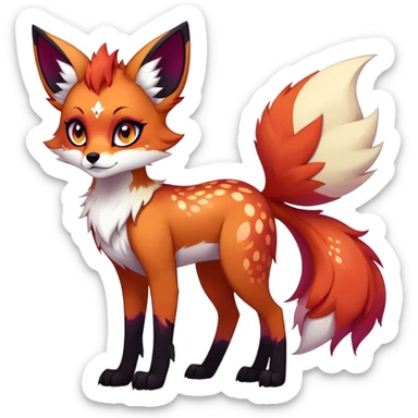 Vibrant edgy gothic Falvie-Fionbri-creature-sparkle-vixen-fursona, full body, with random markings sticker