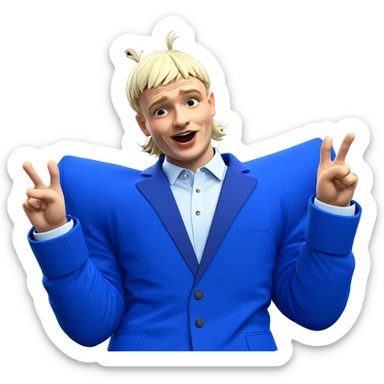 boy in blue jacket pose sticker