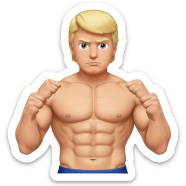 Donald Trump with six pack abs, muscular figure, blonde hair sticker