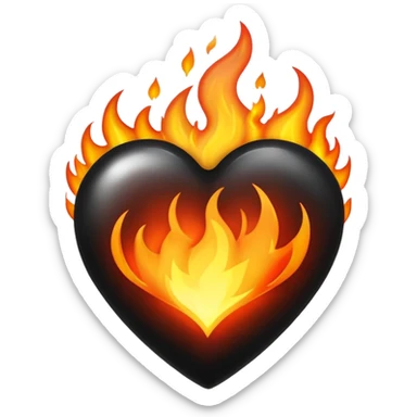 Black heart on fire emoji sticker