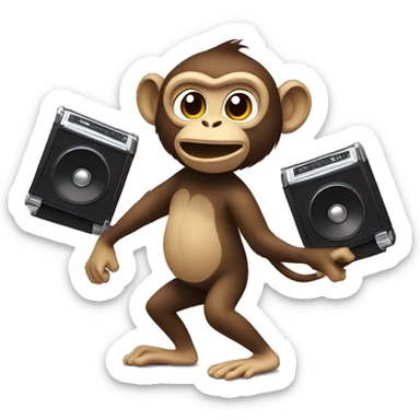 monkey skating while holding a boombox sticker