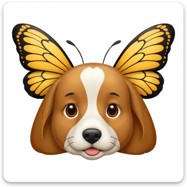 Ein Hund mit einem Schmetterling auf der nase sticker