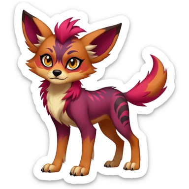 Vibrant dark edgy badass cool Falvie-Fionbri-creature-canine-fursona, full body, with random markings sticker
