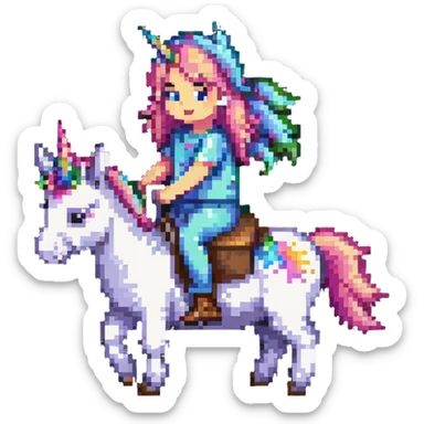 simple cute unicorn riding a donkey sticker