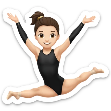 "A gymnast in black outfit with a smile and a look of surprise (normal skin) sticker