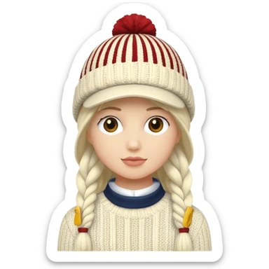 Cream white cable knit cadet hat sticker