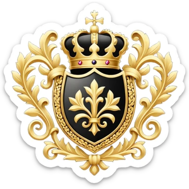 royal crest black and gold sticker