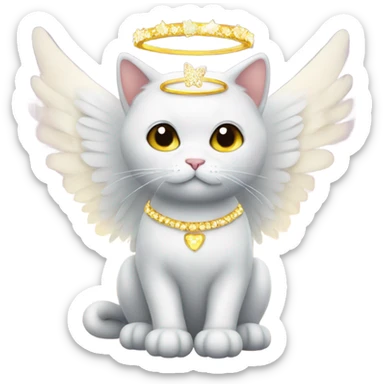 Sparkly cat with angel halo sticker