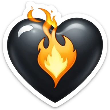 Black heart with white flames sticker