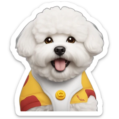 Bichon mangeant un McDo sticker