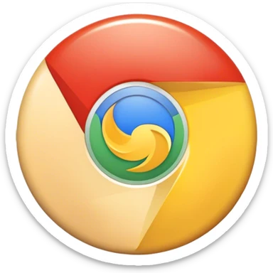 Generate a google chrome icon whit a soft transparent beige color and gold outline sticker