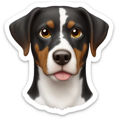 Appenzeller Viszla Mix Schwarz braun mit einem weißen fleck auf der brust sticker