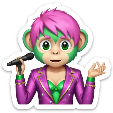 pink and green singer superstar monkey sticker