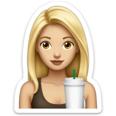 Starbucks cup cold drink with long blonde girl sticker