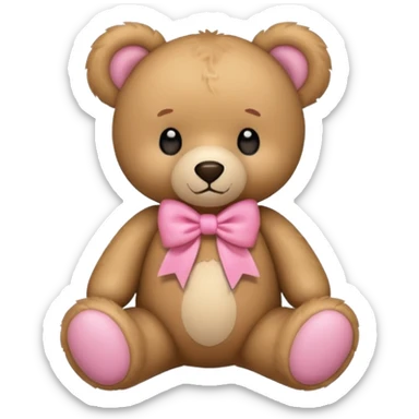 A teddy bear with a pink bow sticker