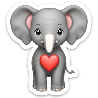 Elephant calf with small heart symbol on head. sticker