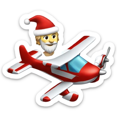 Christmas Caucasian pilot flying a small two passenger plane wishing merry Christmas sticker