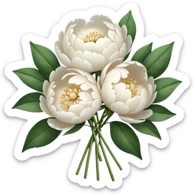 White peonies bouquet  sticker