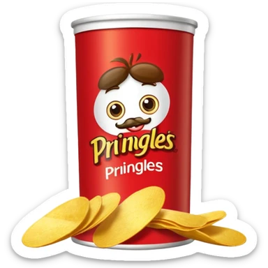 Draw a tall Prinnngles can with the red label & stack of chips beside it. sticker