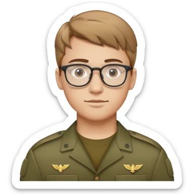 мужчина военный, молодой в очках, русые волосы sticker