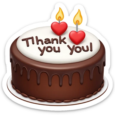 thank you written in frosting on a cake sticker