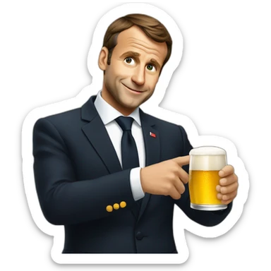 Macron qui boit une bière sticker