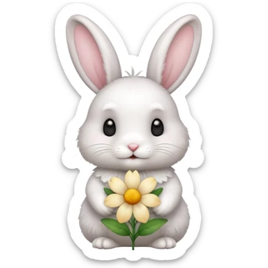 rabbit with flower sticker