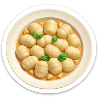 Cinematic Realistic Gnocchi Dish Emoji, showcasing tender potato dumplings in a light sauce rendered with soft textures and inviting, natural lighting. sticker